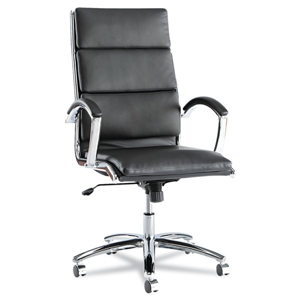 Alera Executive Chair, Leather, 19" to 22-1/2" Height, Arched Arms, Black, Chrome ALENR4119